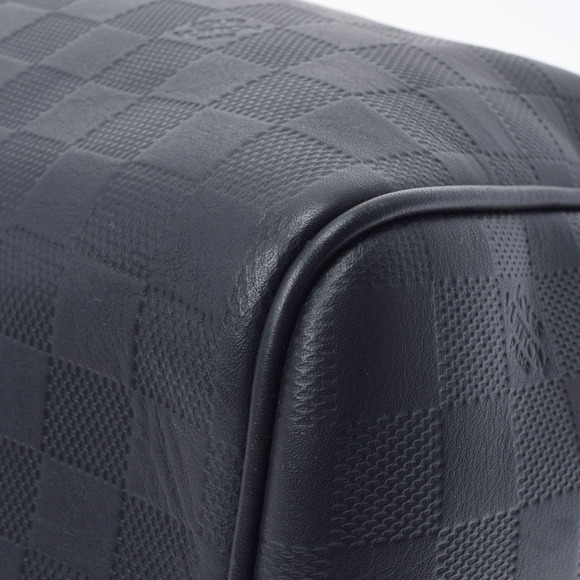 LOUIS VUITTON Infini Keepall Bandouliere Black Leather Bag - Picture 7 of 9